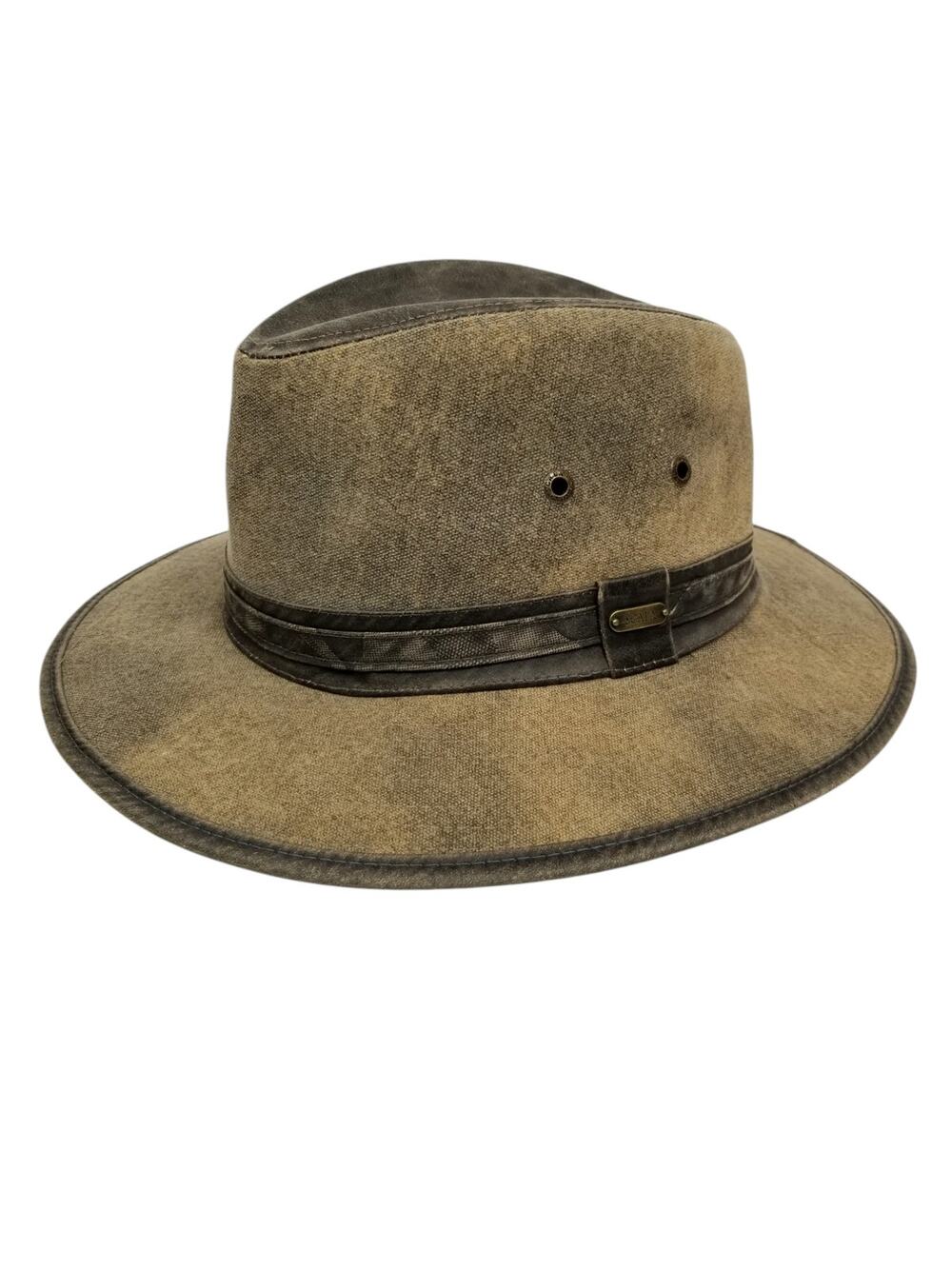 Scala Weathered Cotton Outdoor Safari Hat Fedora Brown Men's Size Large